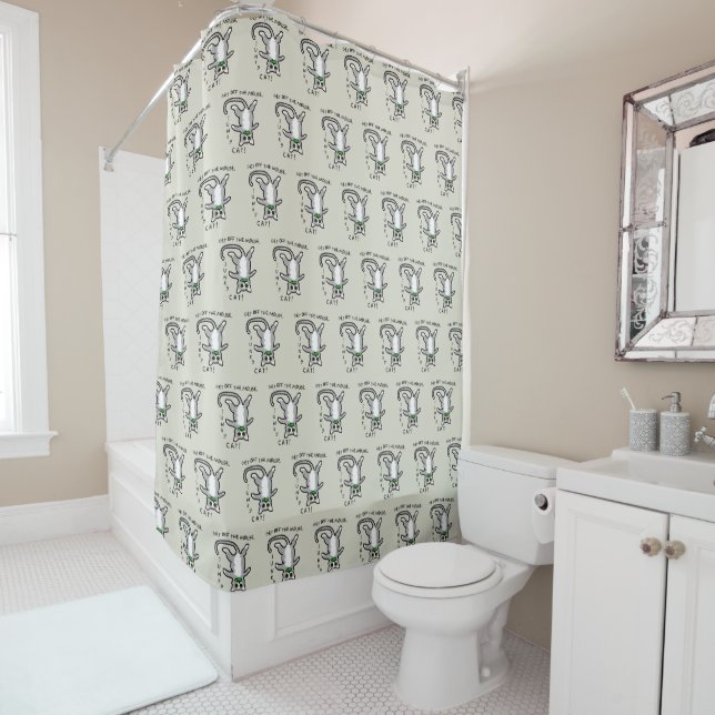 Junky Cat - Get off the mouse! - Shower Curtain (In Situ)