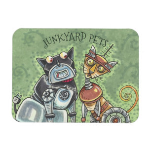 Junkyard Cat And Dog Robots MAGNET *Customize