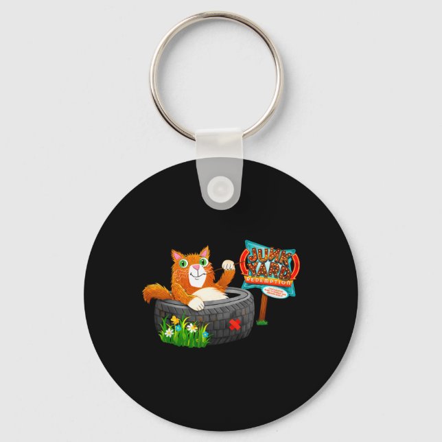 Junkyard Redemption Funny Faith Cat Funny VBS 2026 Keychain (Front)