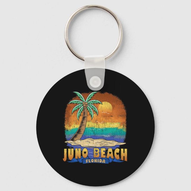 Juno Beach Florida Vintage Distressed Souvenir  Keychain (Front)