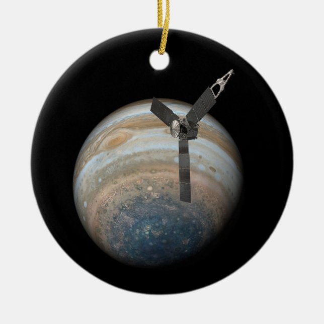 Juno Spacecraft at Planet Jupiter Ceramic Ornament (Front)