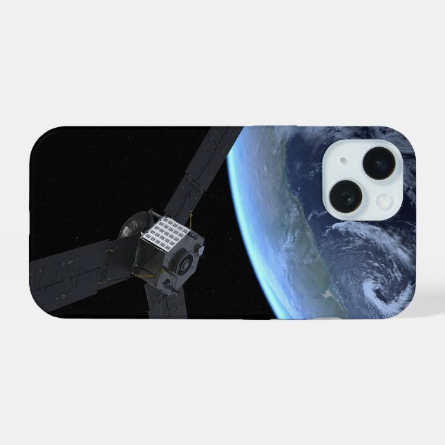 Juno Spacecraft During Its Earth Flyby iPhone 15 Case (Back Horizontal)