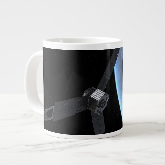 Juno Spacecraft During Its Earth Flyby Large Coffee Mug (Front Left)