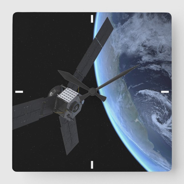 Juno Spacecraft During Its Earth Flyby Square Wall Clock (Front)