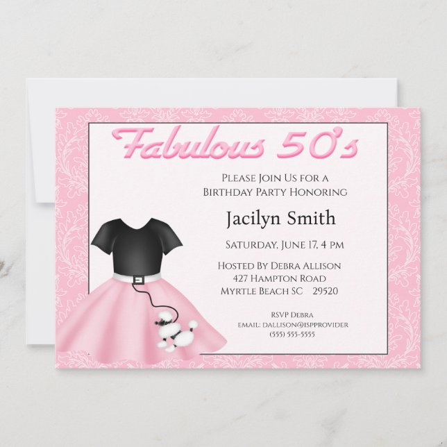 Jupe de caniche Invitations de fête d'anniversaire (Devant)
