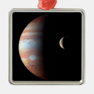 Jupiter and Crescent Moon Metal Ornament