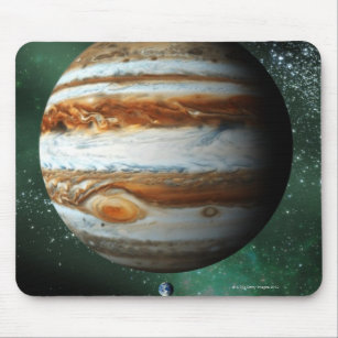 Jupiter and Earth Comparison Mouse Pad