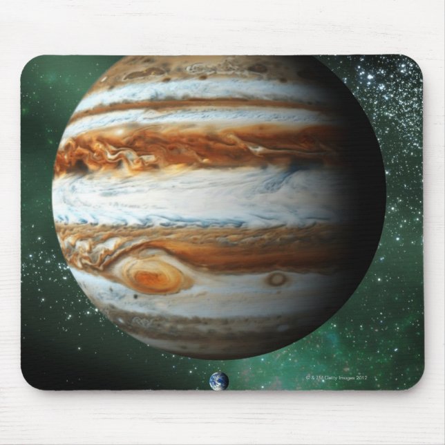 Jupiter and Earth Comparison Mouse Pad (Front)