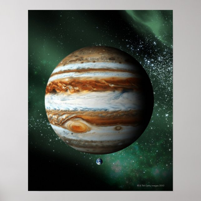 Jupiter and Earth Comparison Poster (Front)