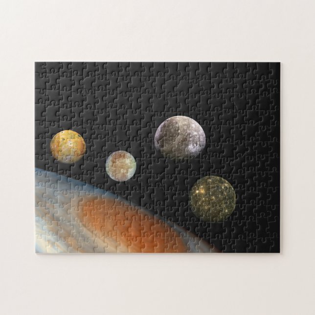 Jupiter and Four Moons Galilean Satellites Jigsaw Puzzle (Horizontal)