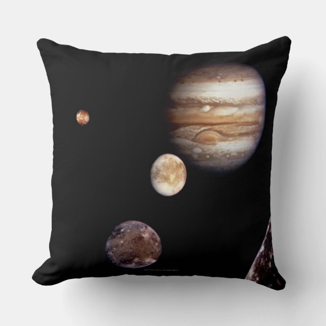 Jupiter and its Moons Throw Pillow (Front)