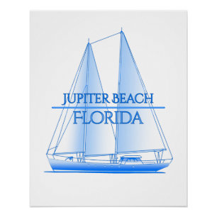 Jupiter Beach Coastal Nautical Sailing Sailor Poster
