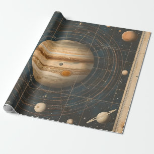 Jupiter-Centered Celestial Chart Design Wrapping Paper