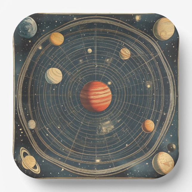 Jupiter-Centred Celestial Chart Design (2) Paper Plate (Front)