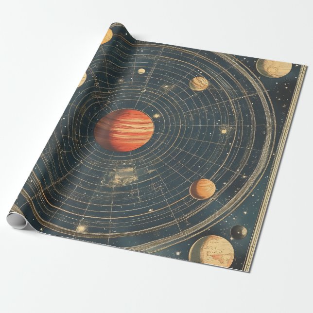 Jupiter-Centred Celestial Chart Design (2) Wrapping Paper (Unrolled)