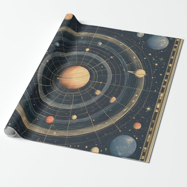 Jupiter-Centred Celestial Chart Design (3) Wrapping Paper (Unrolled)
