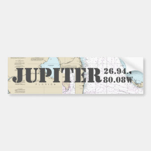 Jupiter FL Latitude Longitude Navigation Chart Bumper Sticker