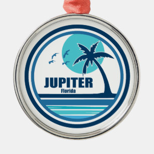 Jupiter Florida Palm Tree Birds Metal Ornament