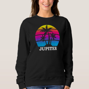 Jupiter Florida Retro Palm Tree Sunset Vacation Be Sweatshirt
