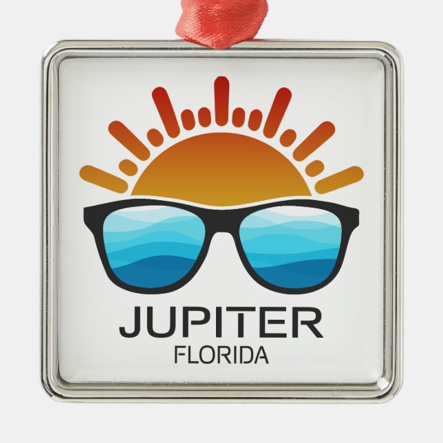 Jupiter Florida Sunglasses Metal Ornament (Front)