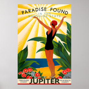Jupiter Floride Affiche de voyage Nouveau Palm Bea