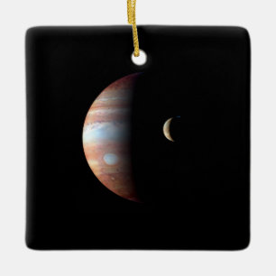 Jupiter Gas Giant Planet & Io Galilean Moon Ceramic Ornament