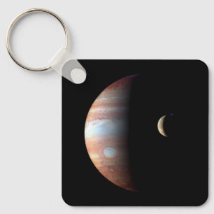 Jupiter Gas Giant Planet & Io Galilean Moon Keychain