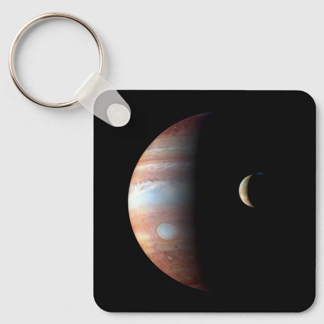 Jupiter Gas Giant Planet & Io Galilean Moon Keychain (Front)