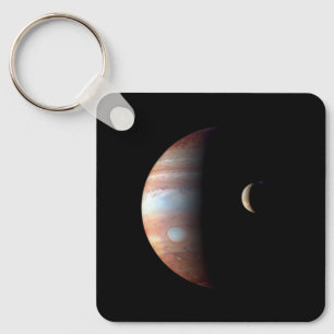 Jupiter Gas Giant Planet & Io Galilean Moon Keychain