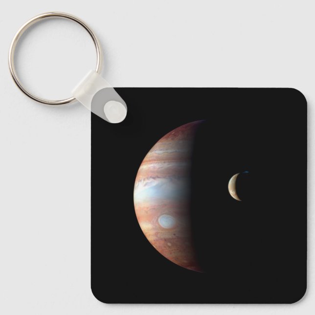 Jupiter Gas Giant Planet & Io Galilean Moon Keychain (Front)