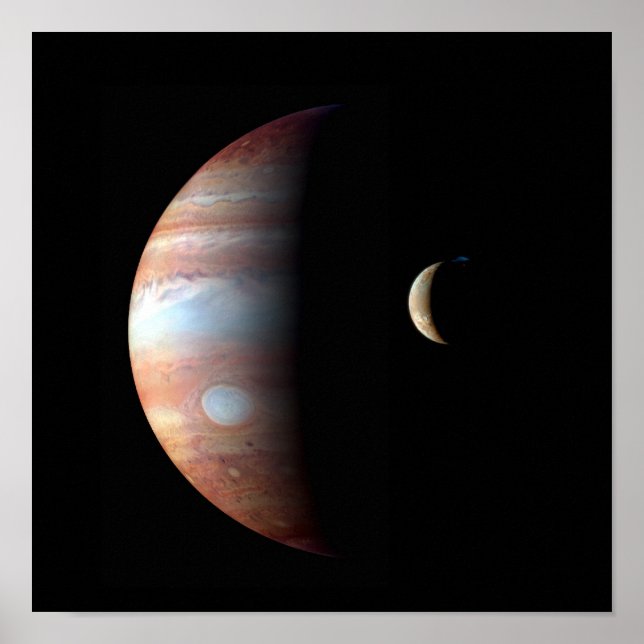Jupiter Gas Giant Planet & Io Galilean Moon Poster (Front)