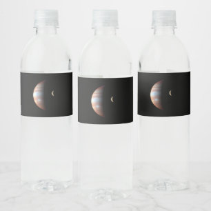 Jupiter Gas Giant Planet & Io Galilean Moon Water Bottle Label