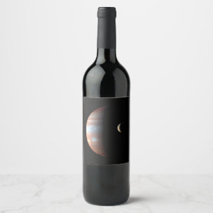 Jupiter Gas Giant Planet & Io Galilean Moon Wine Label
