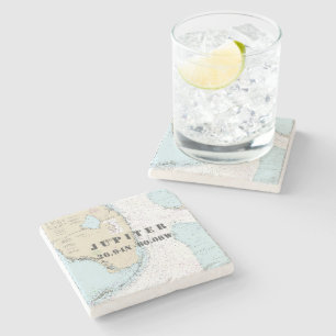 Jupiter, Palm Beach County, FL Authentic Chart Stone Coaster