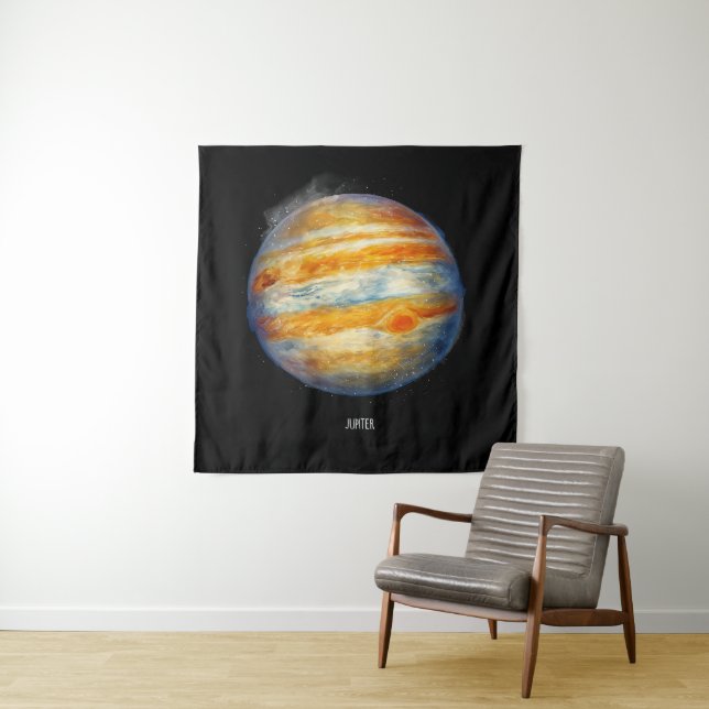 Jupiter Planet Artwork – Cosmic Space Illustration Tapestry (In Situ)