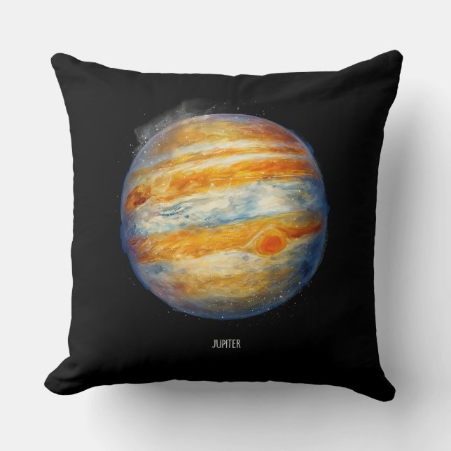 Jupiter Planet Artwork – Cosmic Space Illustration Throw Pillow (Front)