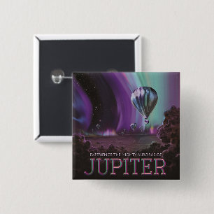 Jupiter Travel by Hot Air Balloon Bighty Auroras 2 Inch Square Button