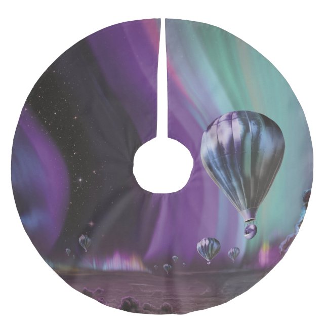 Jupiter Travel by Hot Air Balloon Bighty Auroras Brushed Polyester Tree Skirt (Front)