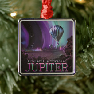 Jupiter Travel by Hot Air Balloon Bighty Auroras Metal Ornament