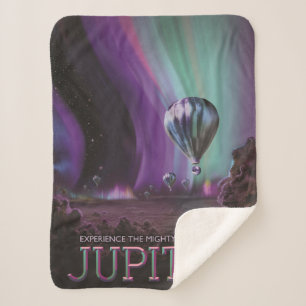 Jupiter Travel by Hot Air Balloon Bighty Auroras Sherpa Blanket