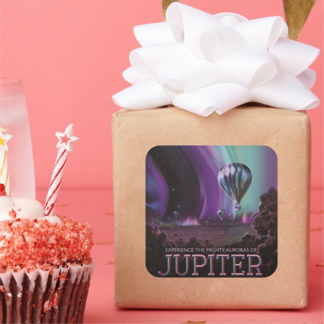 Jupiter Travel by Hot Air Balloon Bighty Auroras Square Sticker (Party)
