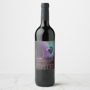 Jupiter Travel by Hot Air Balloon Bighty Auroras Wine Label