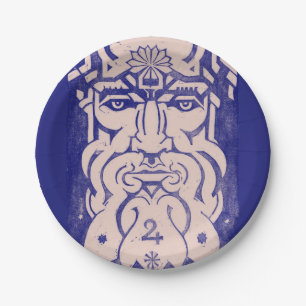 Jupiter Zeus King of Gods Greek Mythology Blue Paper Plate