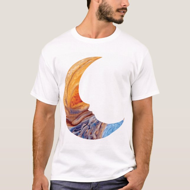Jupiter's Great Red Spot - NASA Voyager Moon Face T-Shirt (Front)