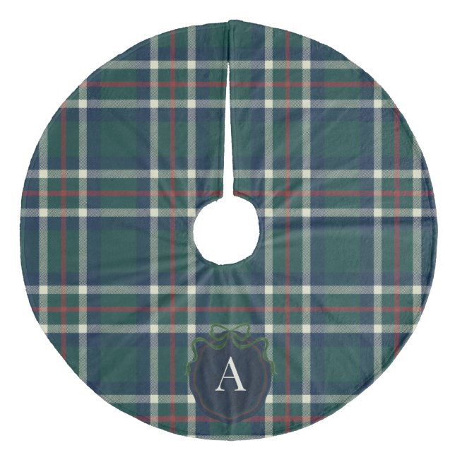 Jupon De Sapin En Molleton Bold Tartan Plaid Monogram Christmas Tree Skirt (Devant)