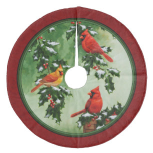 Jupon De Sapin En Molleton Cardinaux boréaux et houx rouge