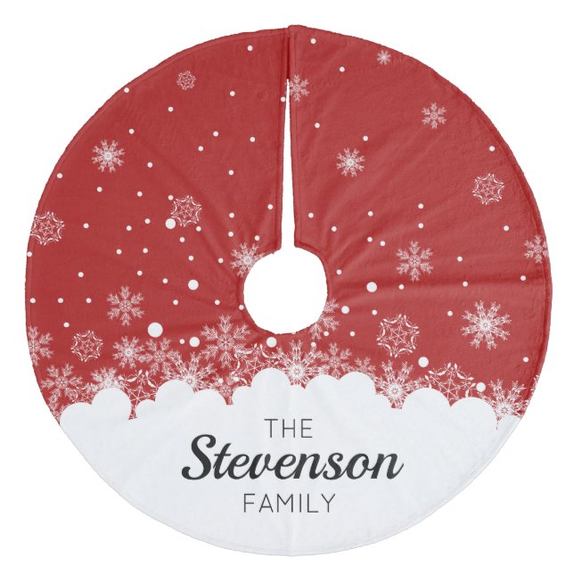 Jupon De Sapin En Molleton Chemise de Noël personnalisée Red Snowflake (Devant)