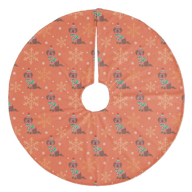 Jupon De Sapin En Molleton Chocolat Labrador motif de Noël (Devant)