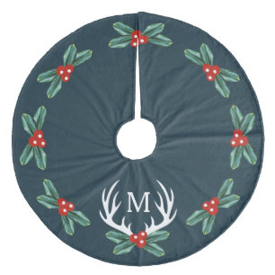 Jupon De Sapin En Molleton Ferme moderne Deer Antlers Holly Berry