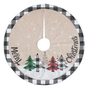 Jupon De Sapin En Molleton Ferme rustique Burlap Buffalo Plaid Christmas